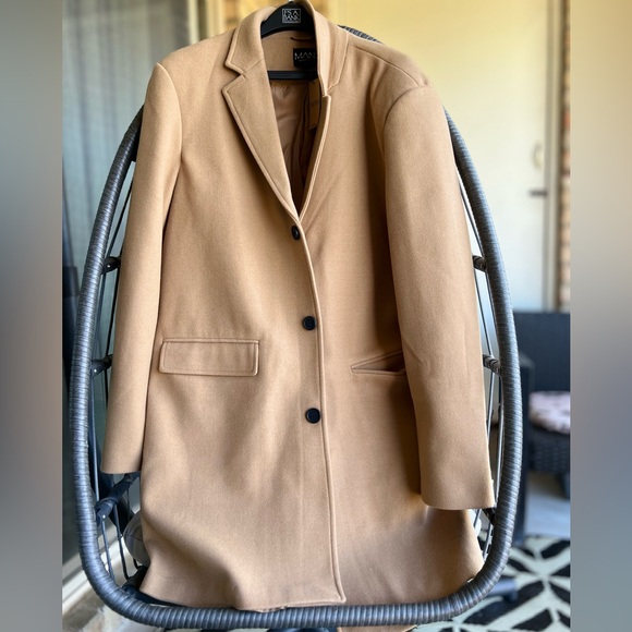 Boohoo Man single breasted Wool Coat - Picture 3 of 4